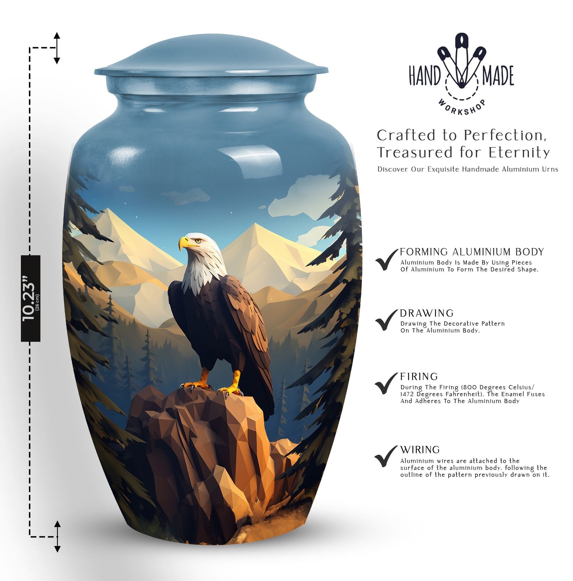 Large Eagle in Mountains Cremation Urn.