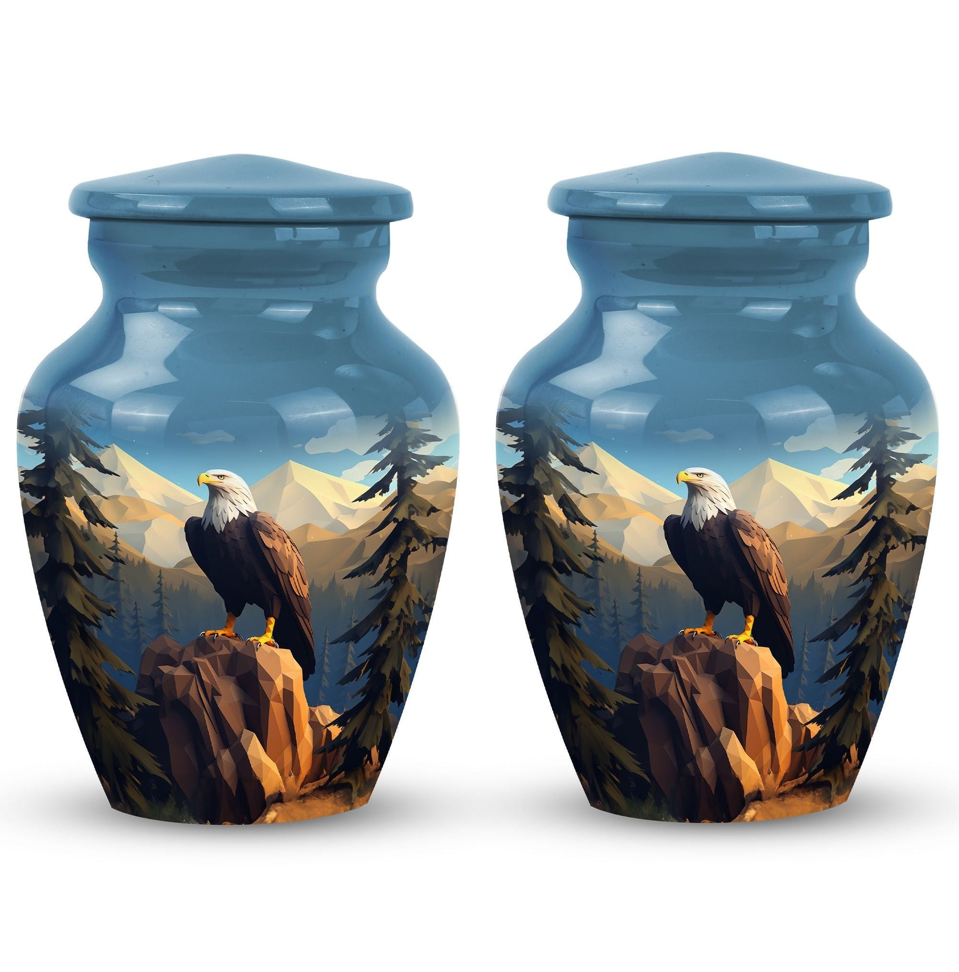 Large Eagle in Mountains Cremation Urn.