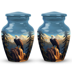 Large Eagle in Mountains Cremation Urn.