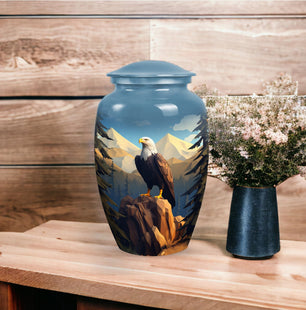 Large Eagle in Mountains Cremation Urn.