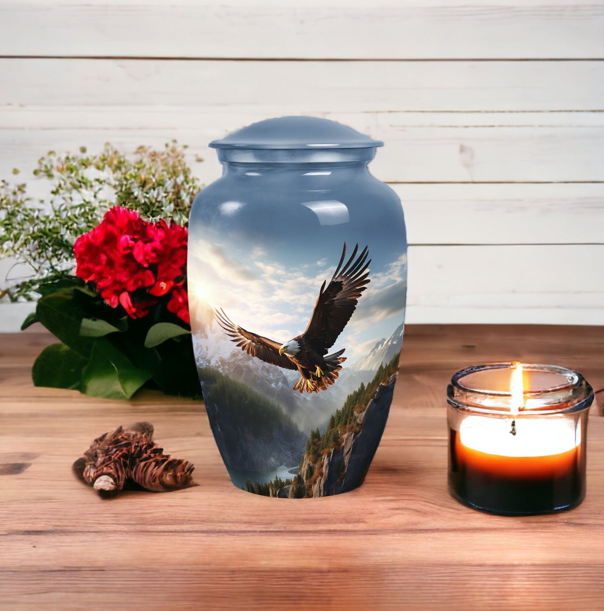 Eagle Cremation Urn, 3-inch classic Aluminium urn,