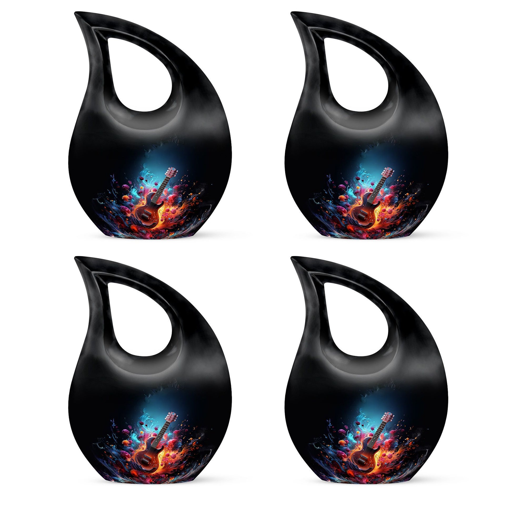 Guitar  Small Urn Set of 4 Combo