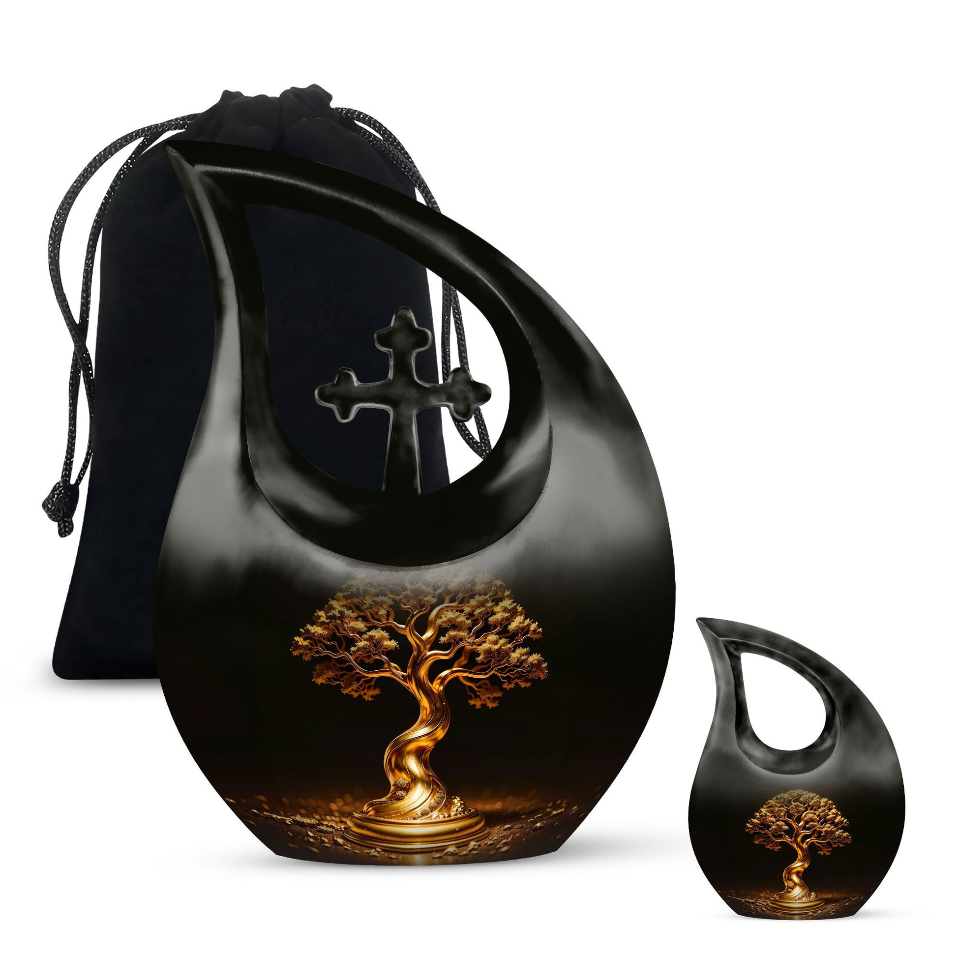 Golden Tree  Large urn & 1 Small Urn