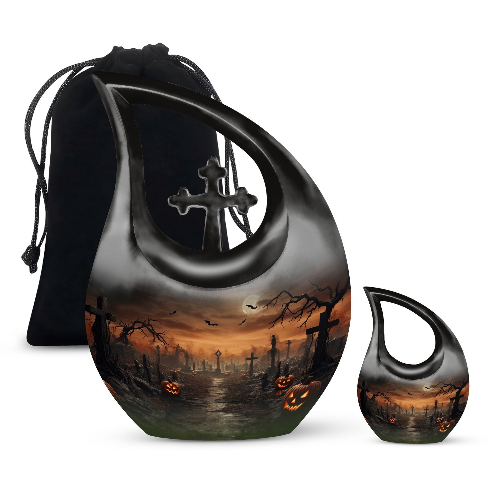 Halloween Large urn & 1 Small Urn