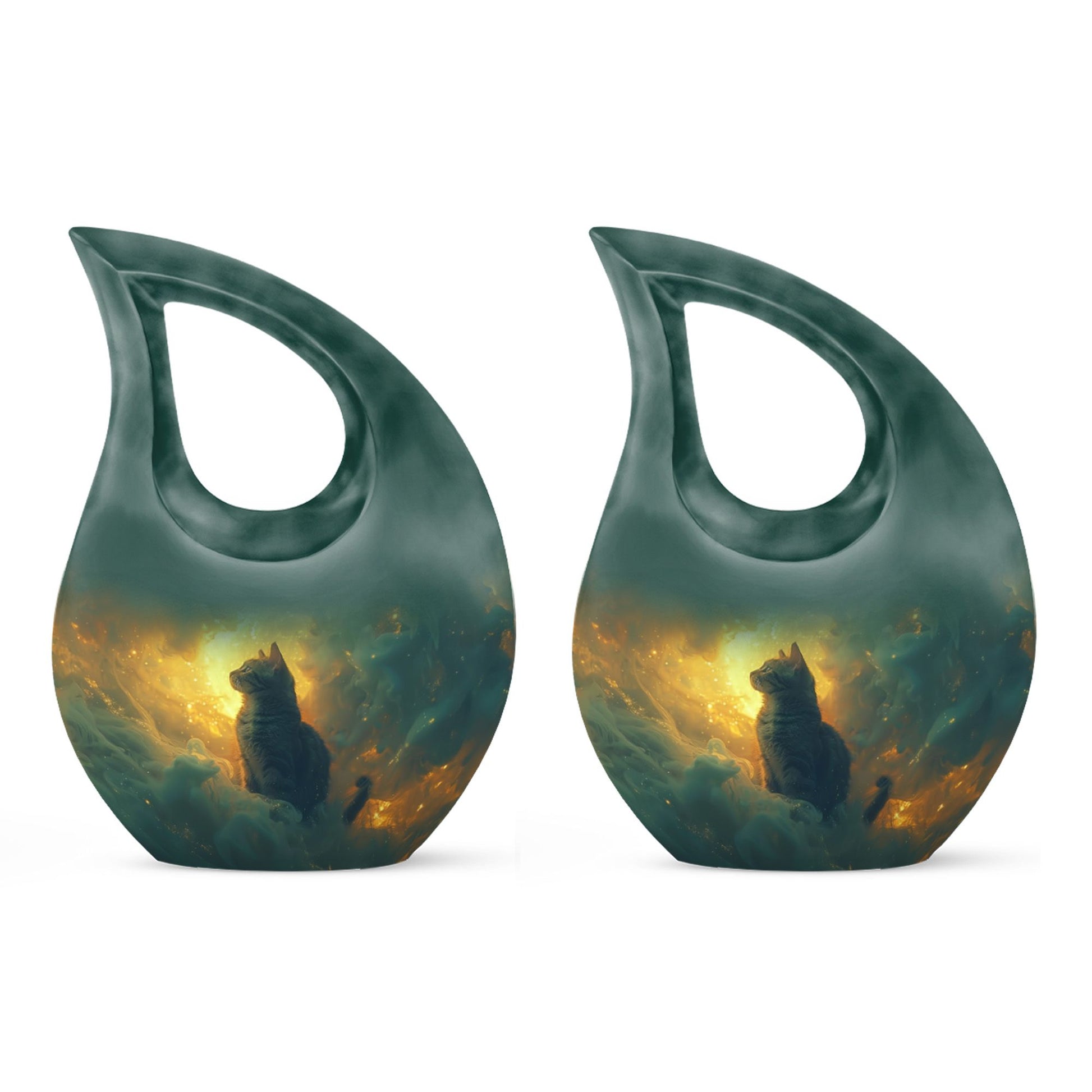 Cat  Small Urn Set of 2 Combo