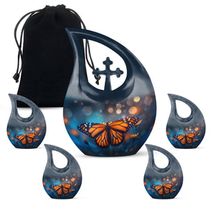 Butterfly  Large urn & 4 Small Urn