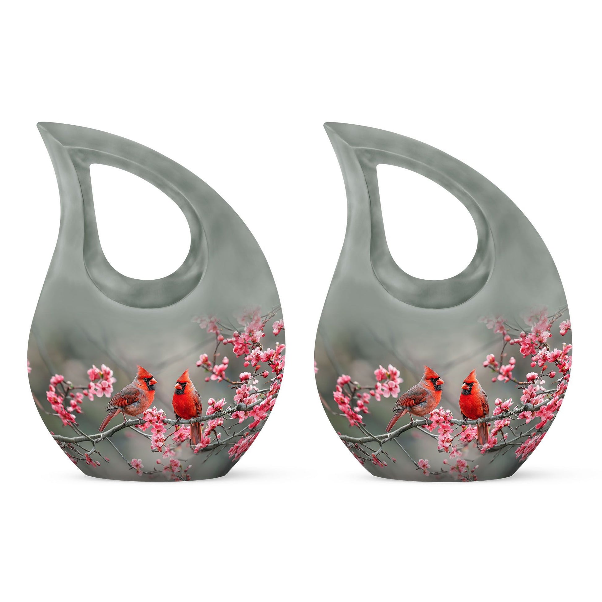 Cardinal Bird  Small Urn Set of 2 Combo