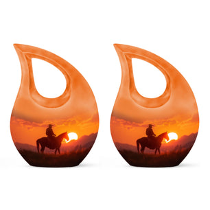 Cowboy  Small Urn Set of 2 Combo