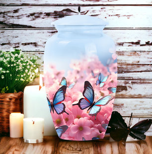 Pink Flying Butterfly Cremation Urn for Human Ashes - Large Urn