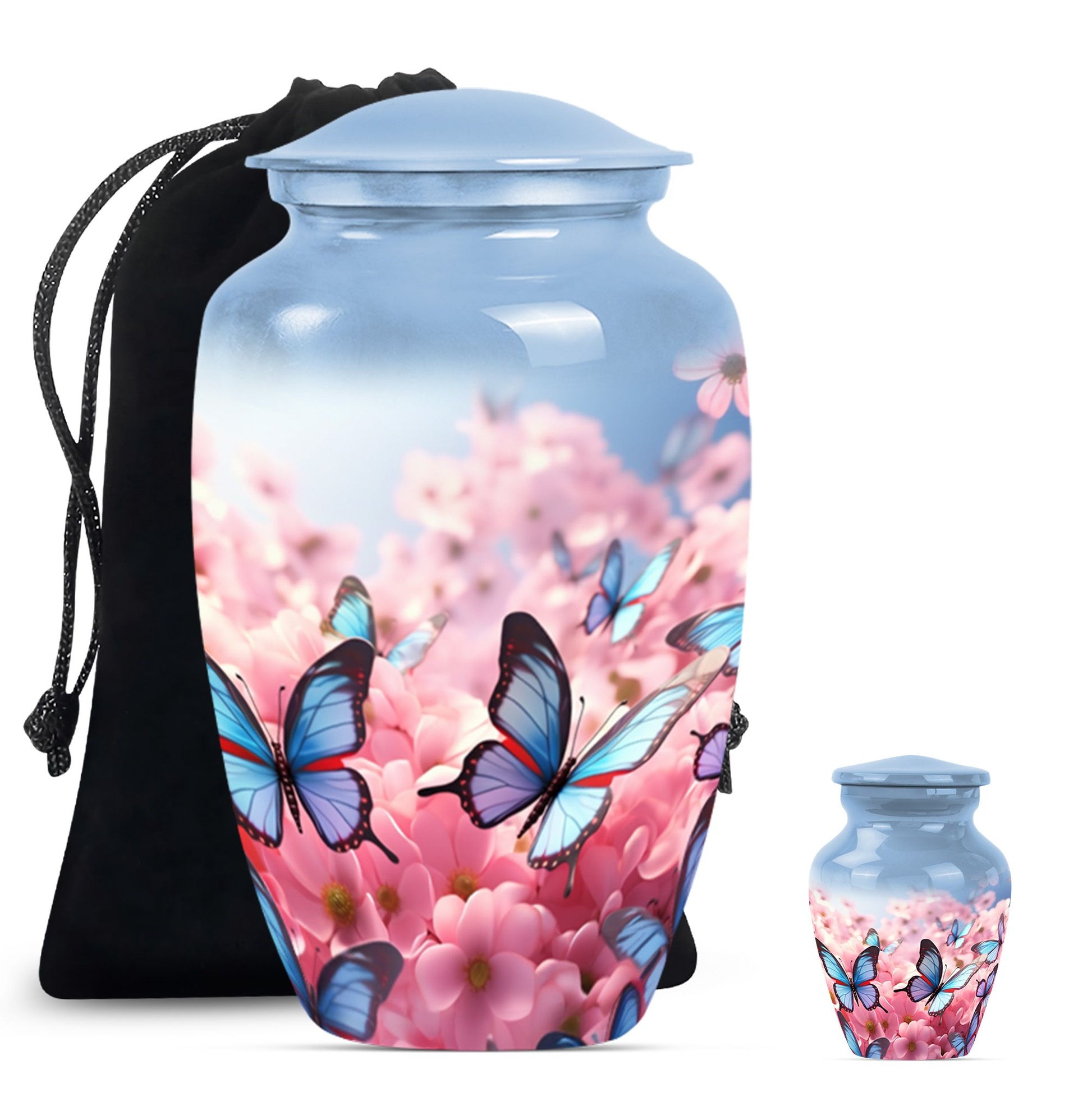 Butterfly Large urn & 1 Small Urn