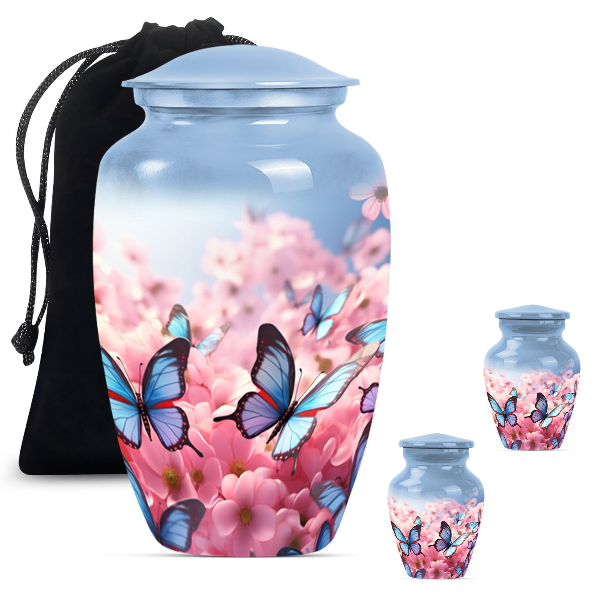 Butterfly Large urn & 2 Small Urn