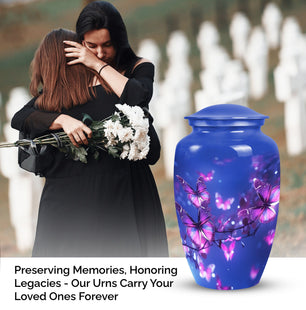 Purple Vibrant Butterfly Cremation Urn for Human Ashes