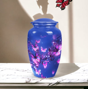 Purple Vibrant Butterfly Cremation Urn for Human Ashes