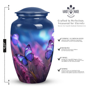 Purple Butterfly Cremation Urn for Human Ashes - Memorial Urn