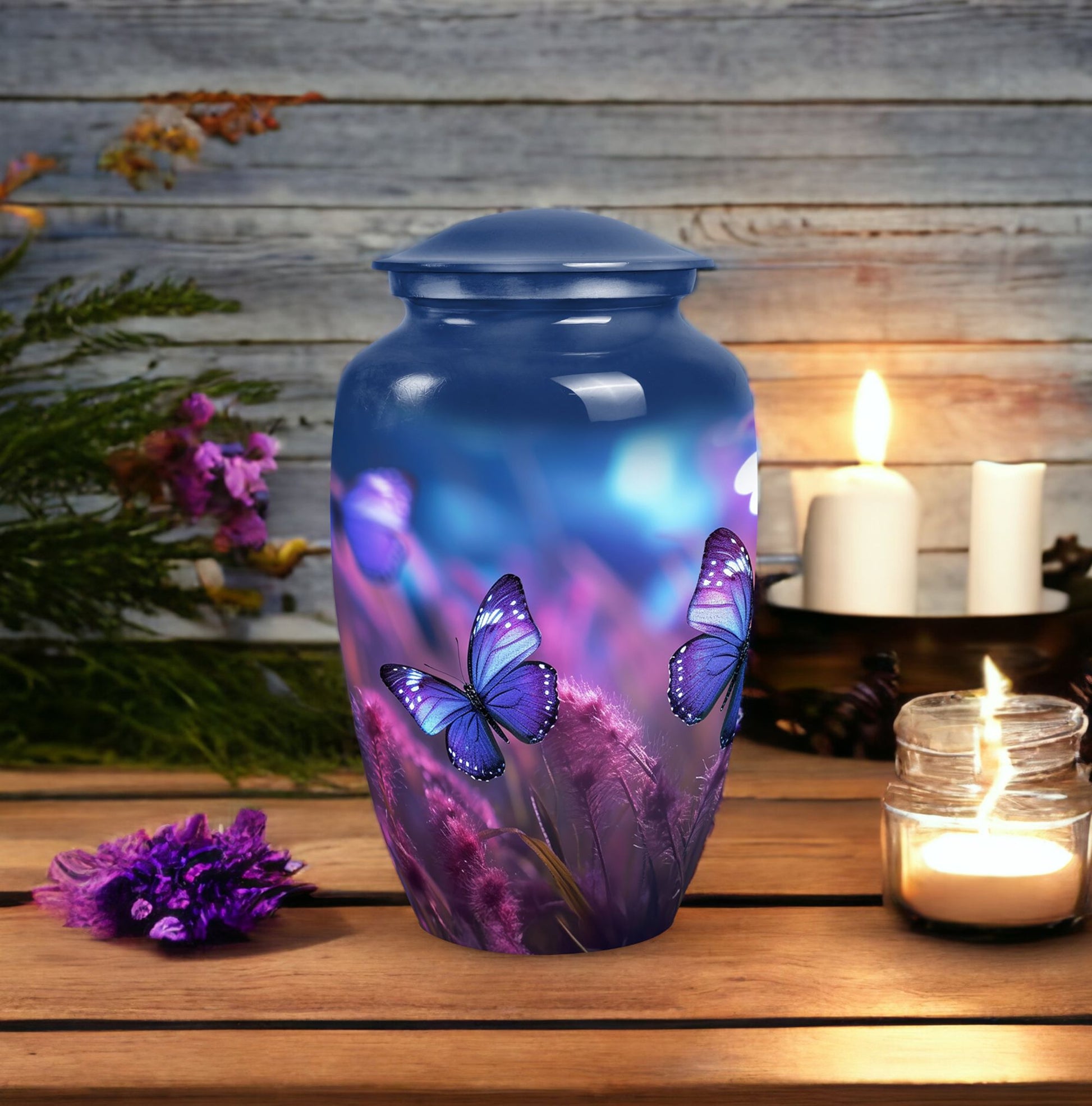 Purple Butterfly Cremation Urn for Human Ashes - Memorial Urn