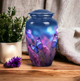 Purple Butterfly Cremation Urn for Human Ashes - Memorial Urn