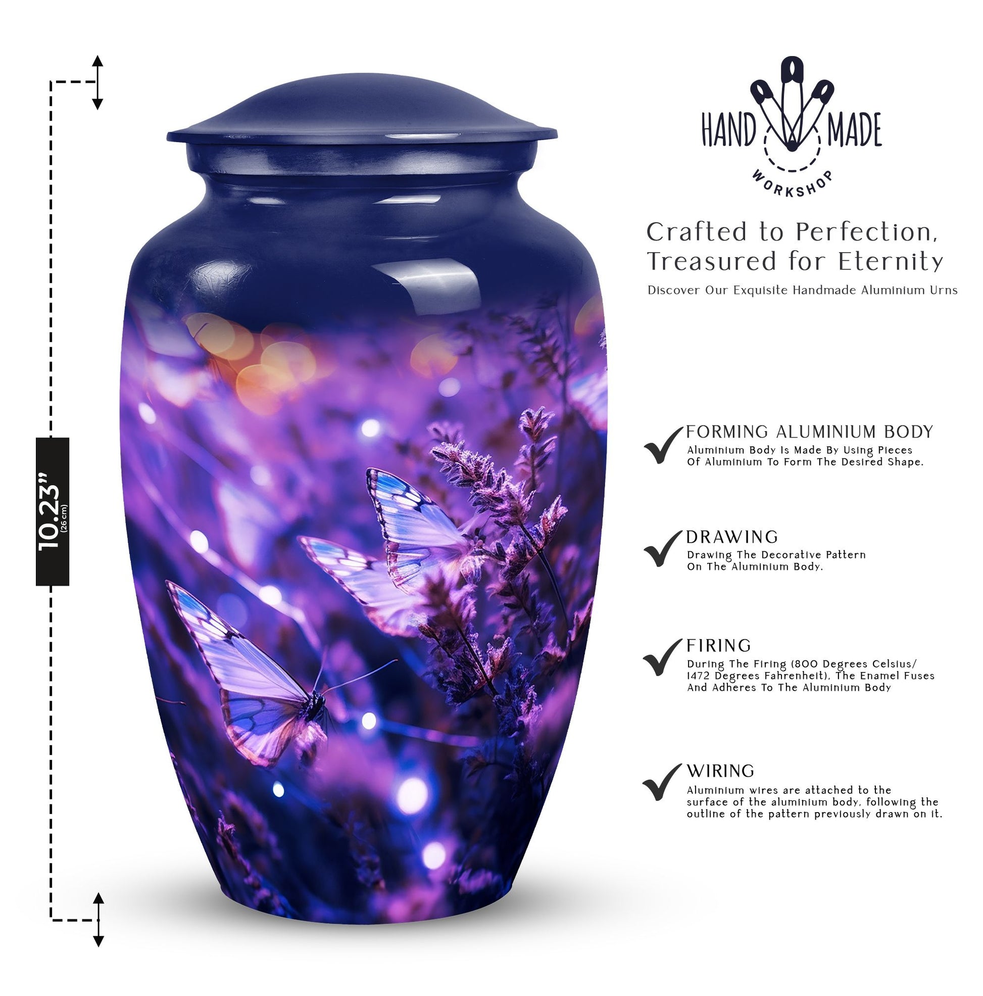 Purple Flying Butterfly Cremation Urn for Human Ashes