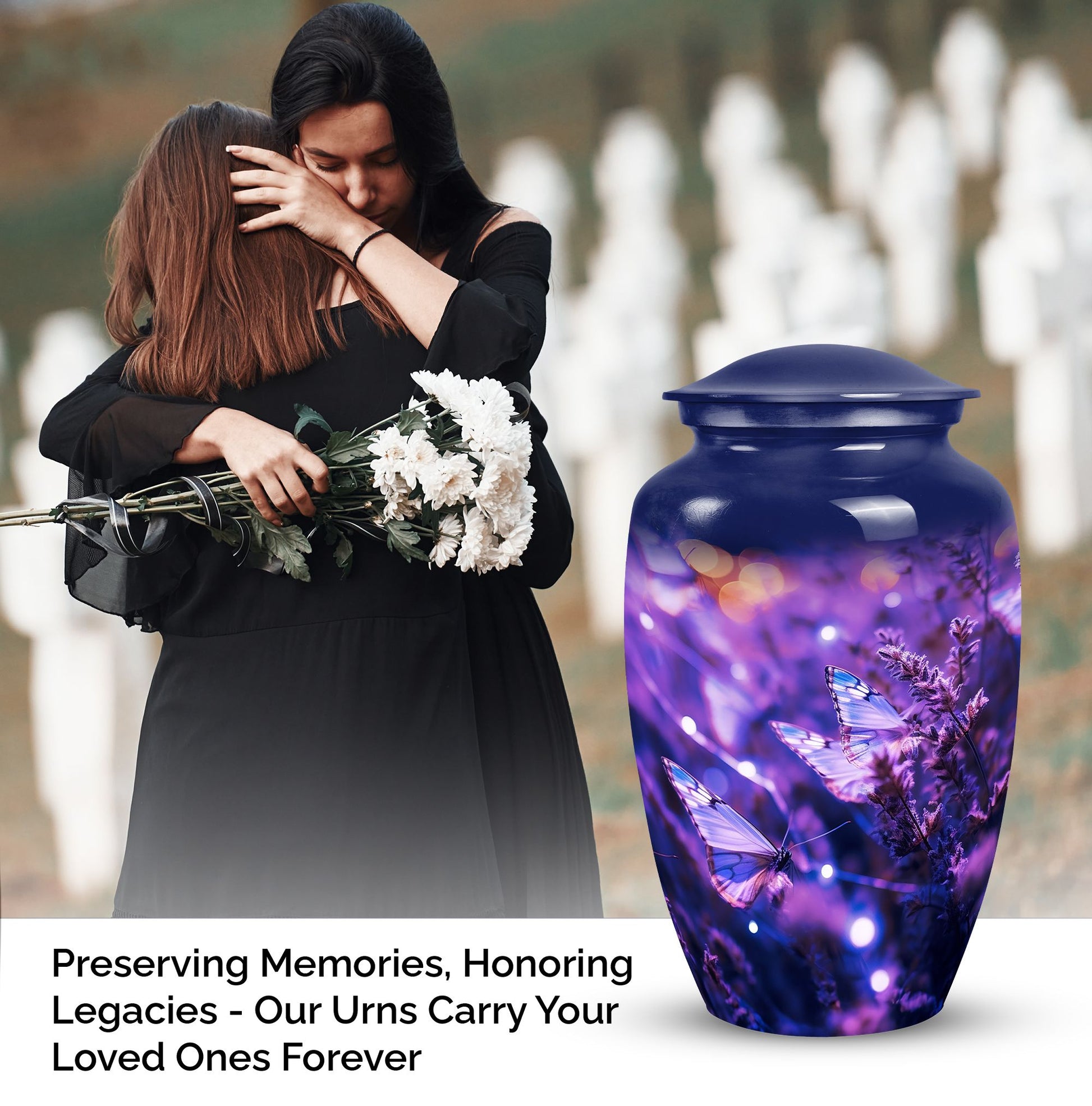 Purple Flying Butterfly Cremation Urn for Human Ashes