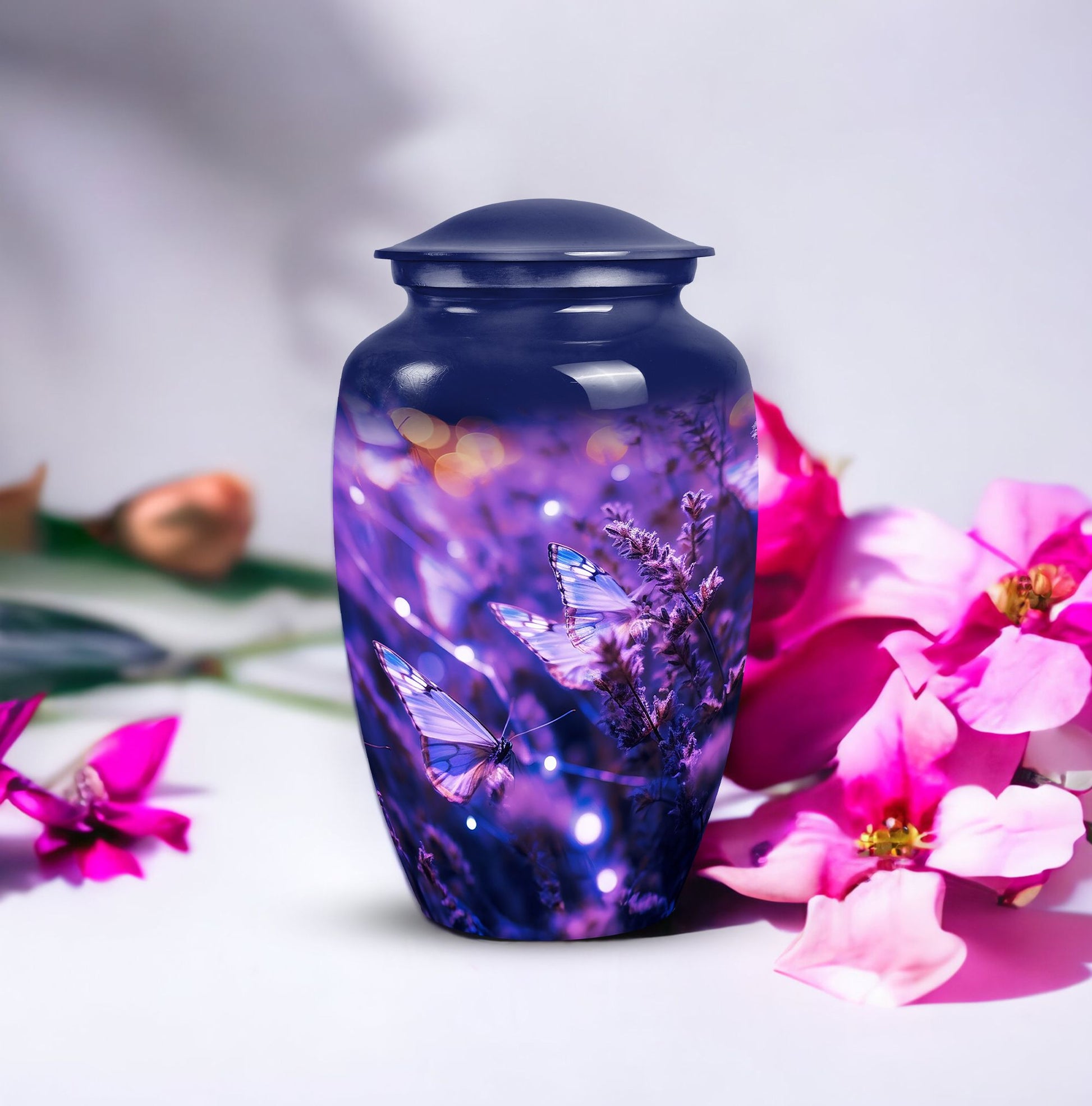 Purple Flying Butterfly Cremation Urn for Human Ashes