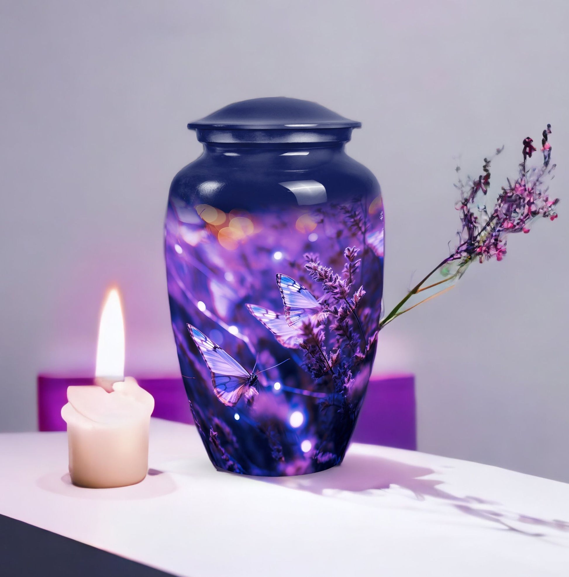 Purple Flying Butterfly Cremation Urn for Human Ashes