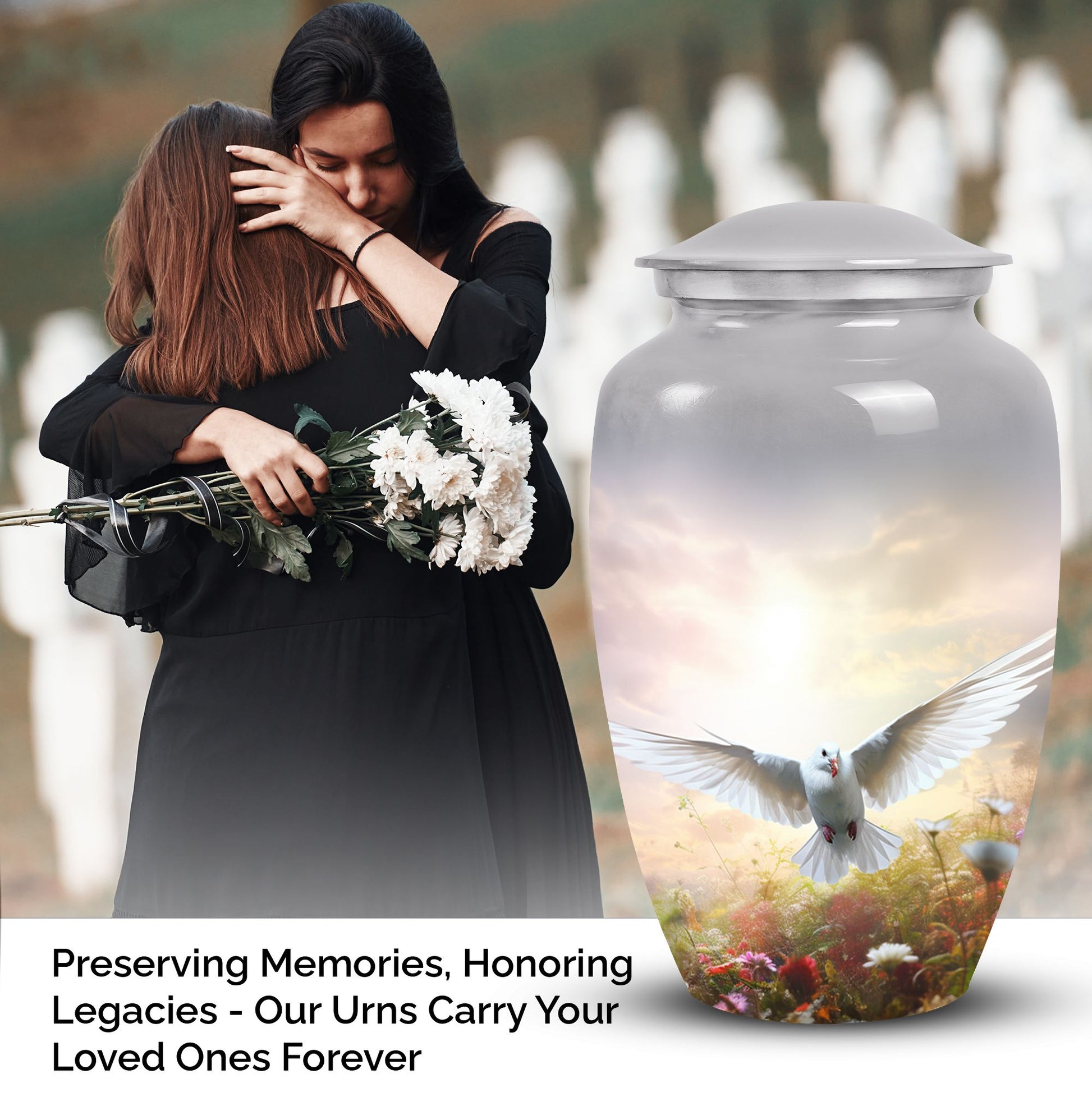 Elegant Dove Urn for Ashes - Memorial Cremation Urn