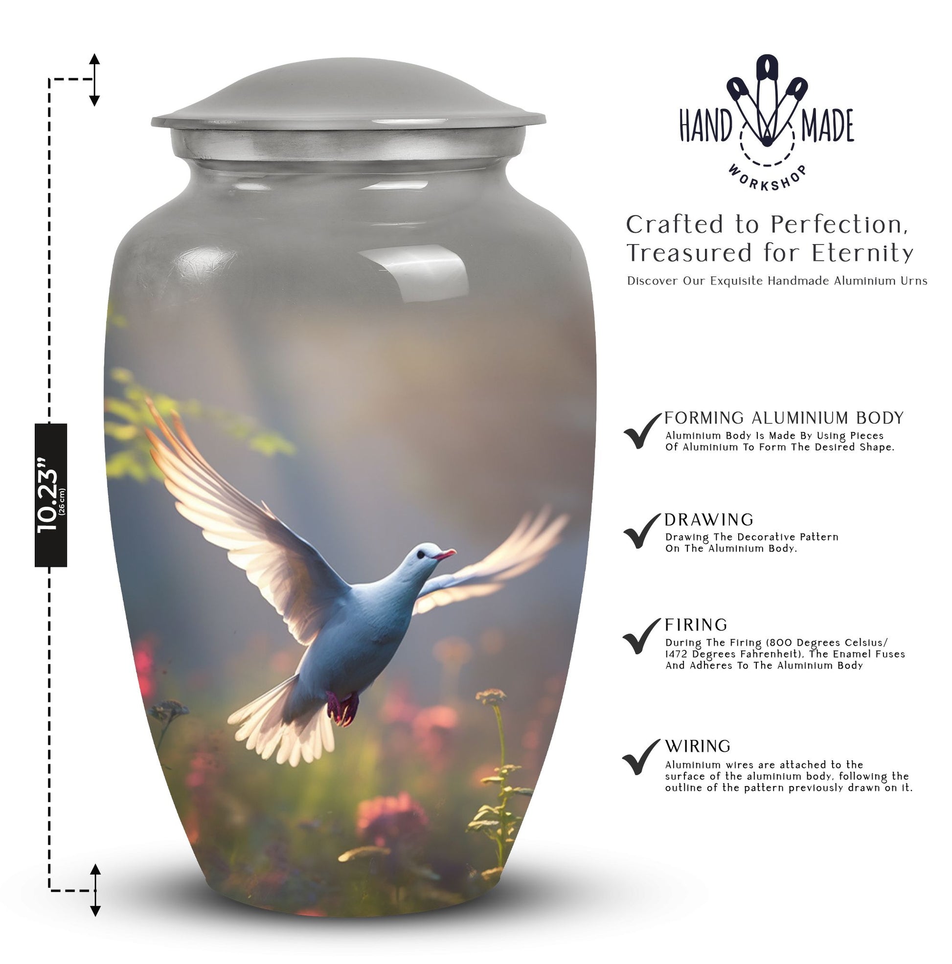 Dove Memorial Urn for Ashes - Handmade Cremation Urn