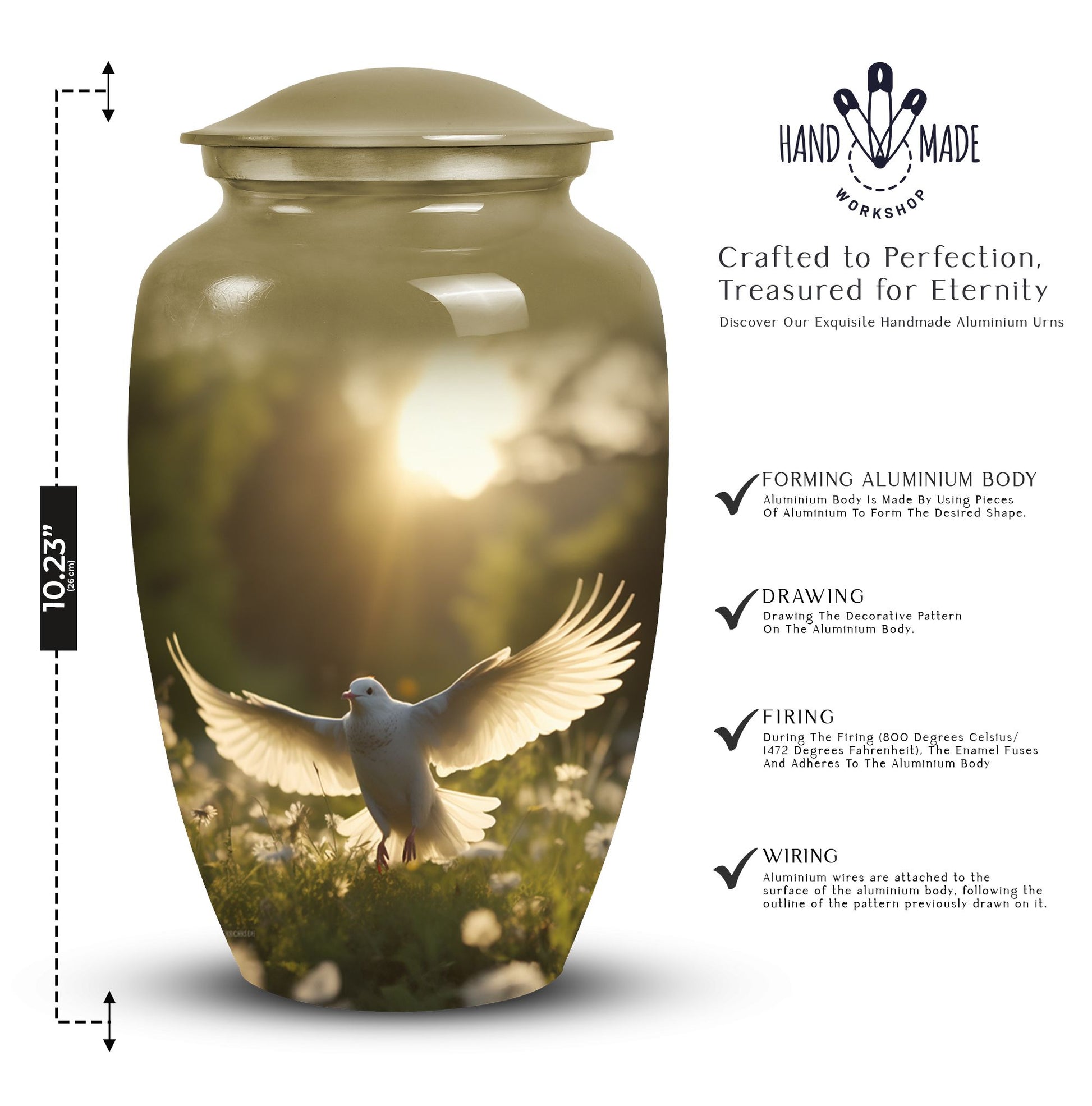 Dove Urn for Ashes - Memorial Urn for Human Ashes