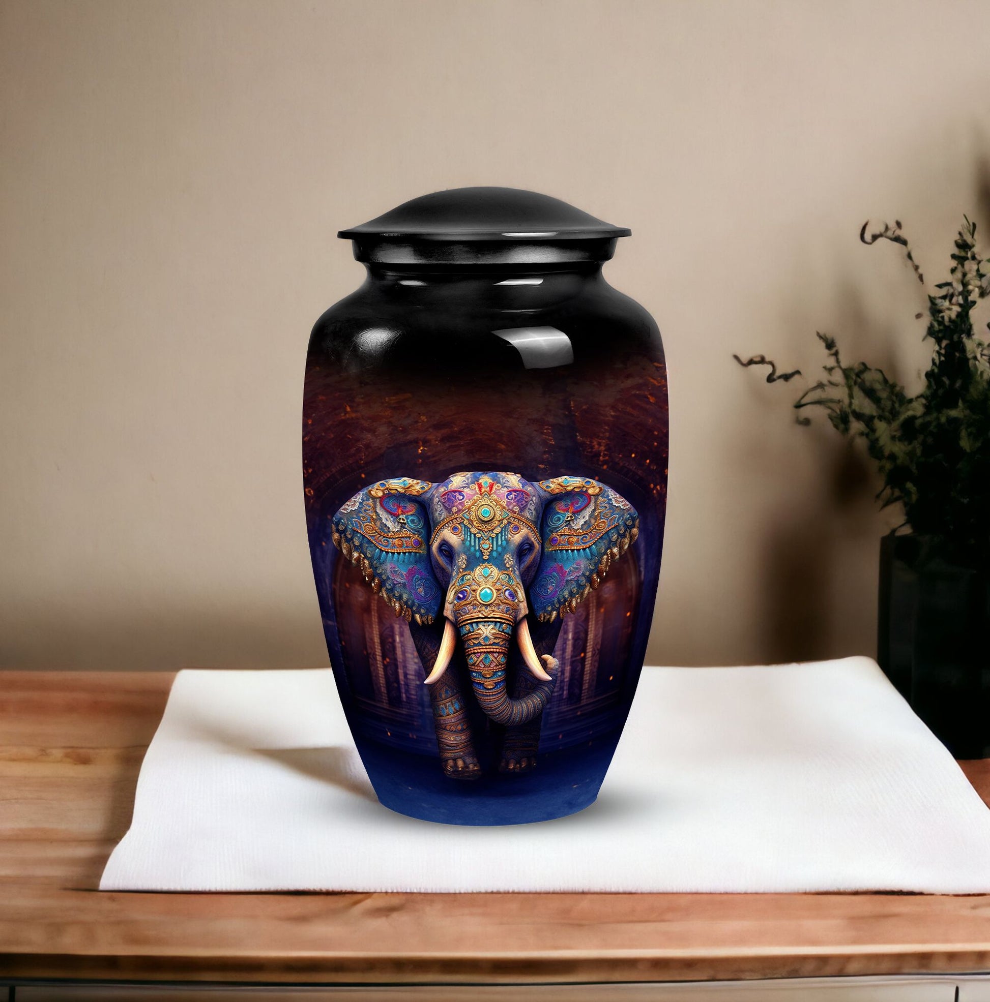 Elegant Elephant Cremation Urn for Human Ashes