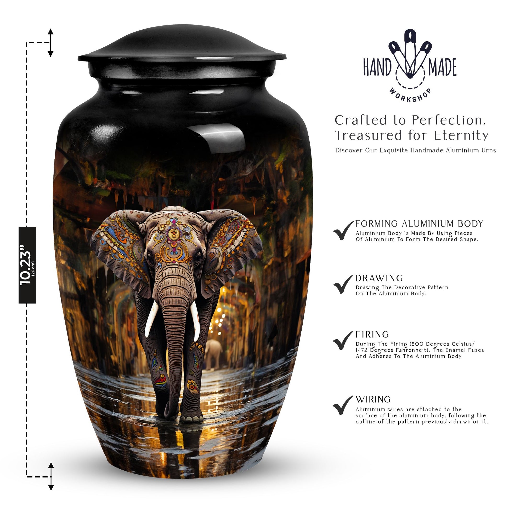 Beautiful Elephant Memorial Urn for Human Ashes