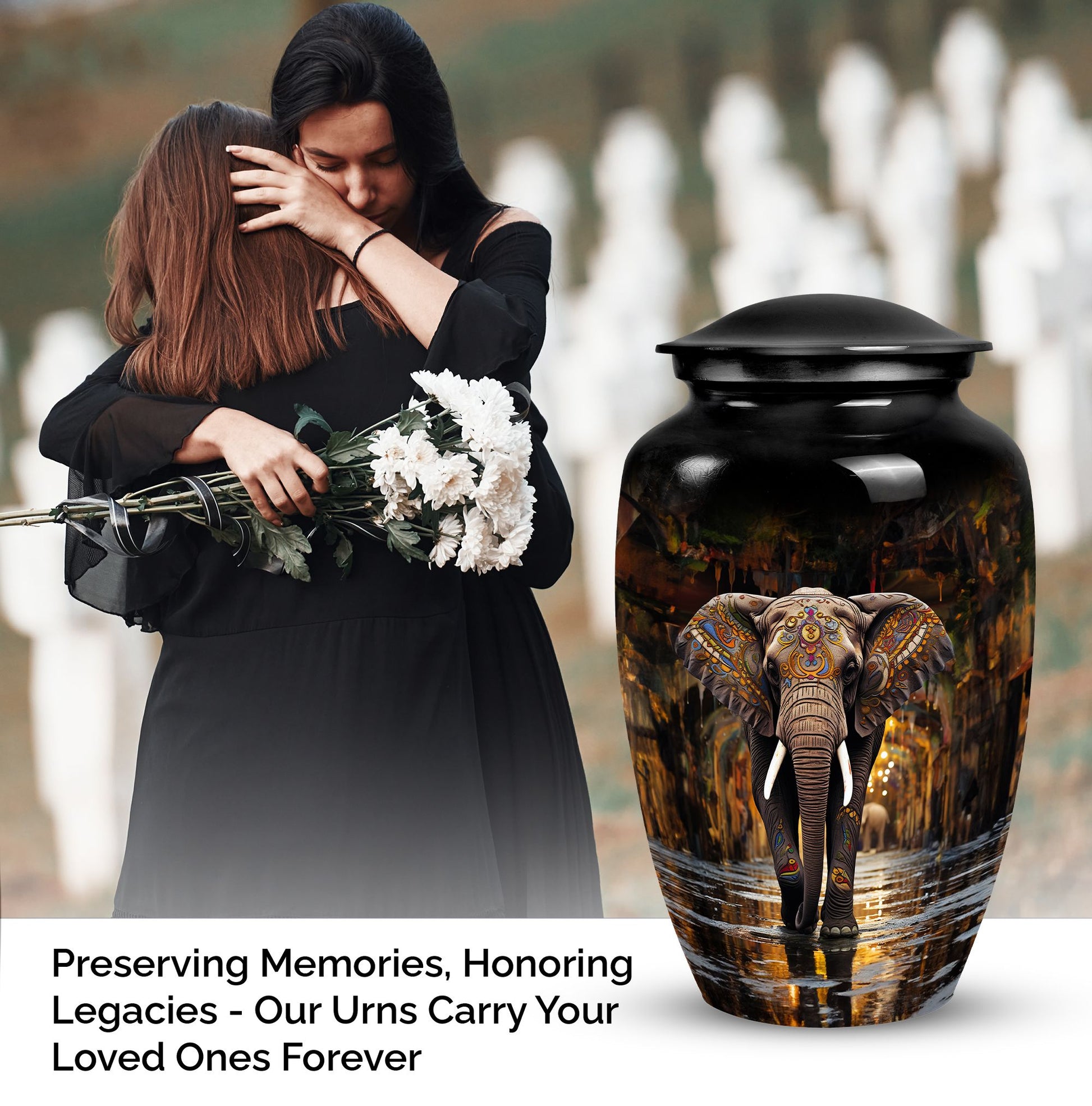 Beautiful Elephant Memorial Urn for Human Ashes