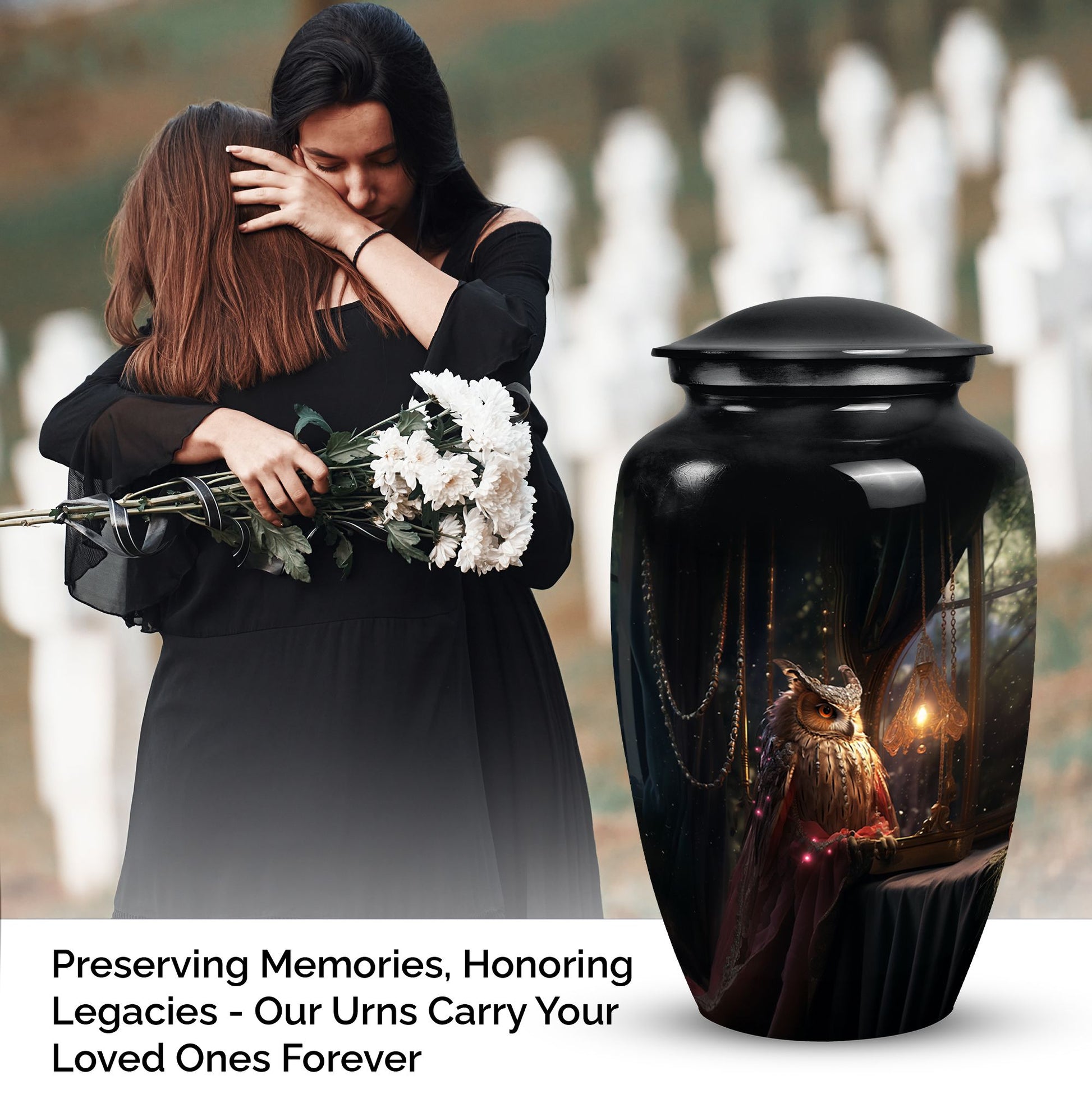 Owl Cremation Urn for Human Ashes