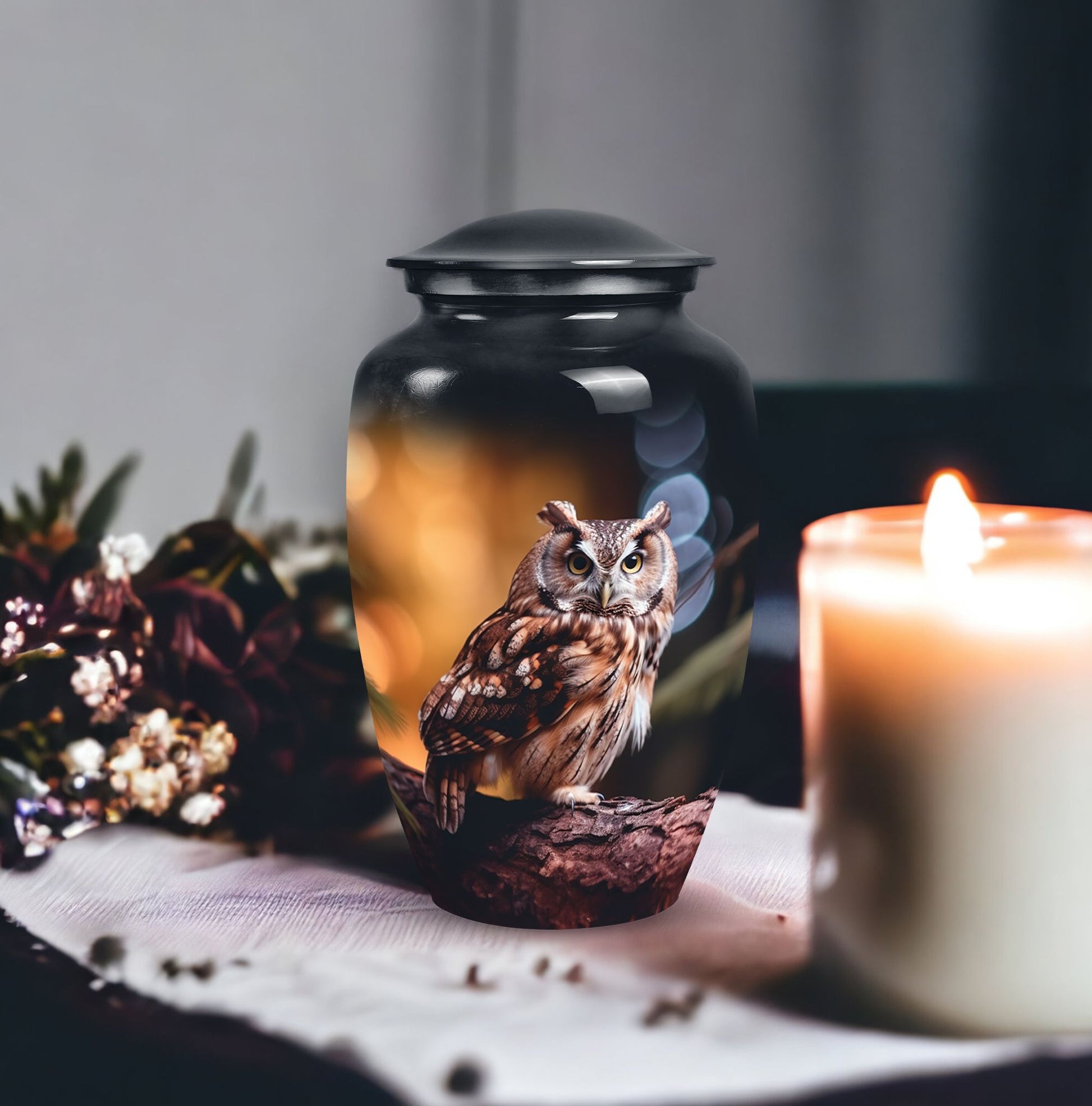 Owl Cremation Container For Cremated Human Remains