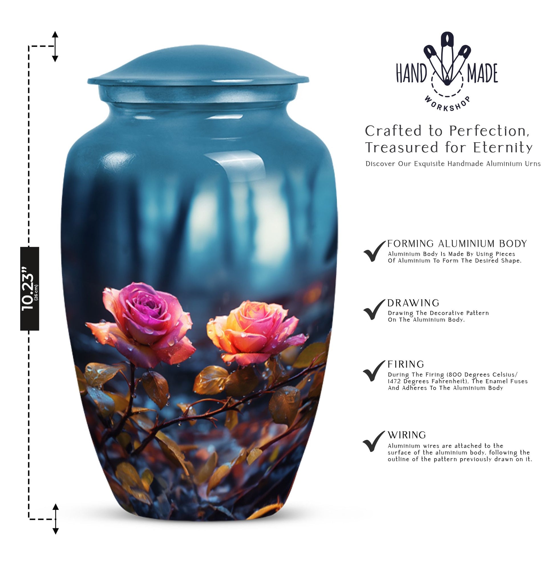 Colorful Rose Memorial Cremation Urn For Human Ashes