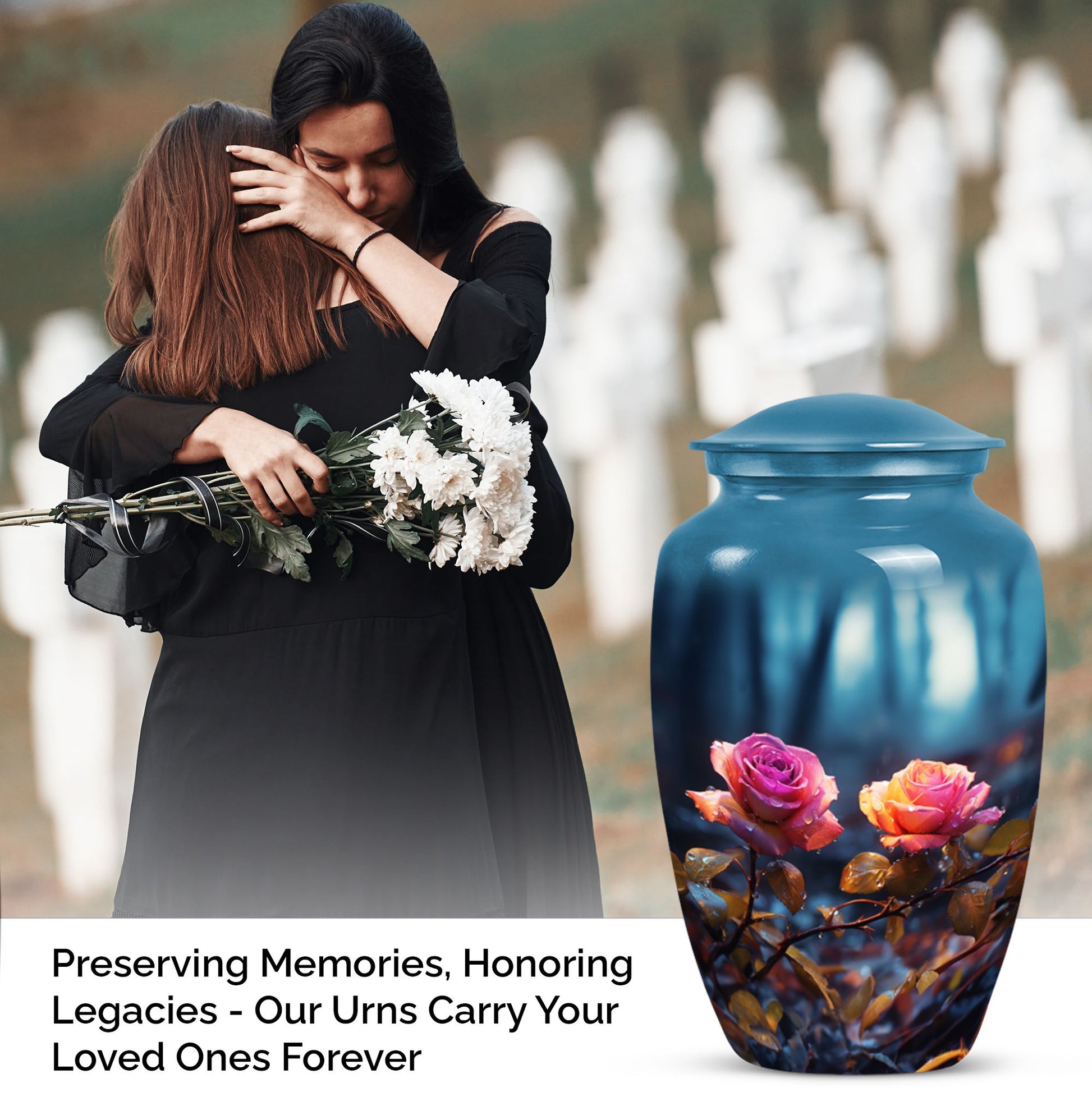 Colorful Rose Memorial Cremation Urn For Human Ashes