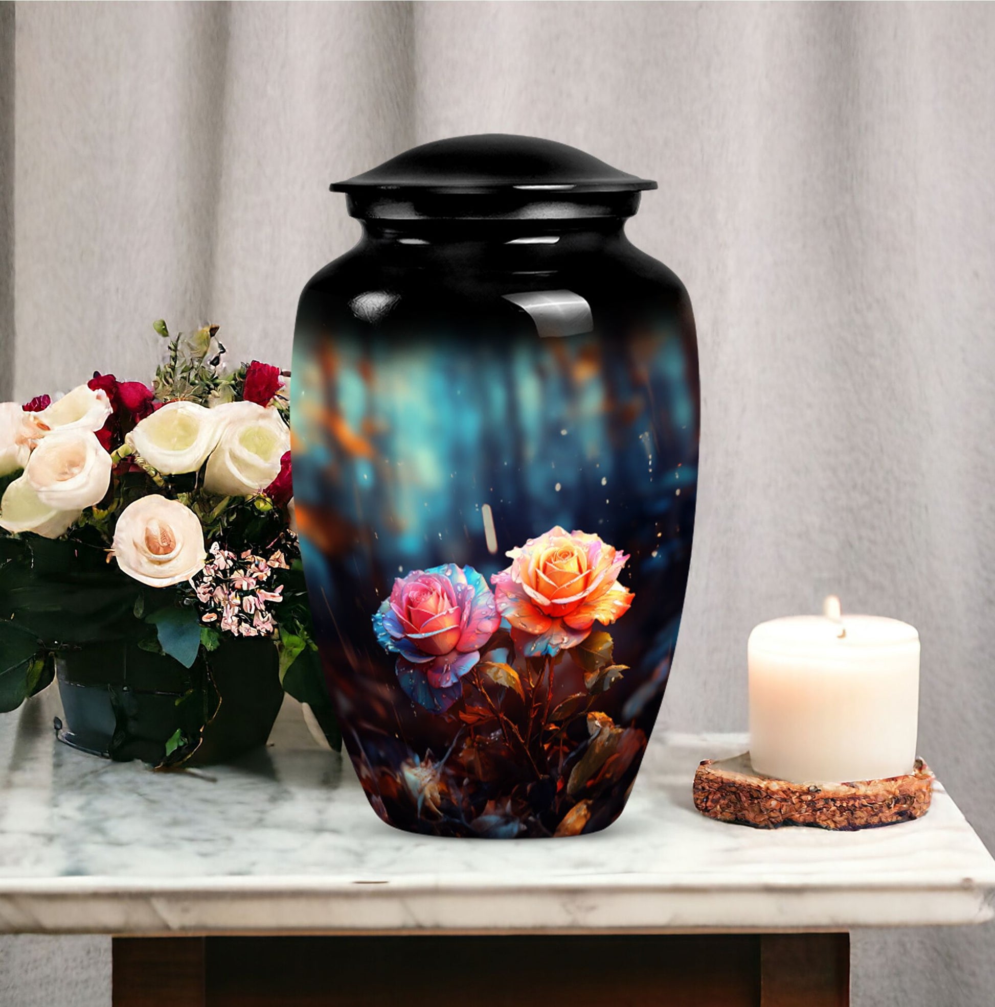 Handmade Rose Cremation Container For Human Remains