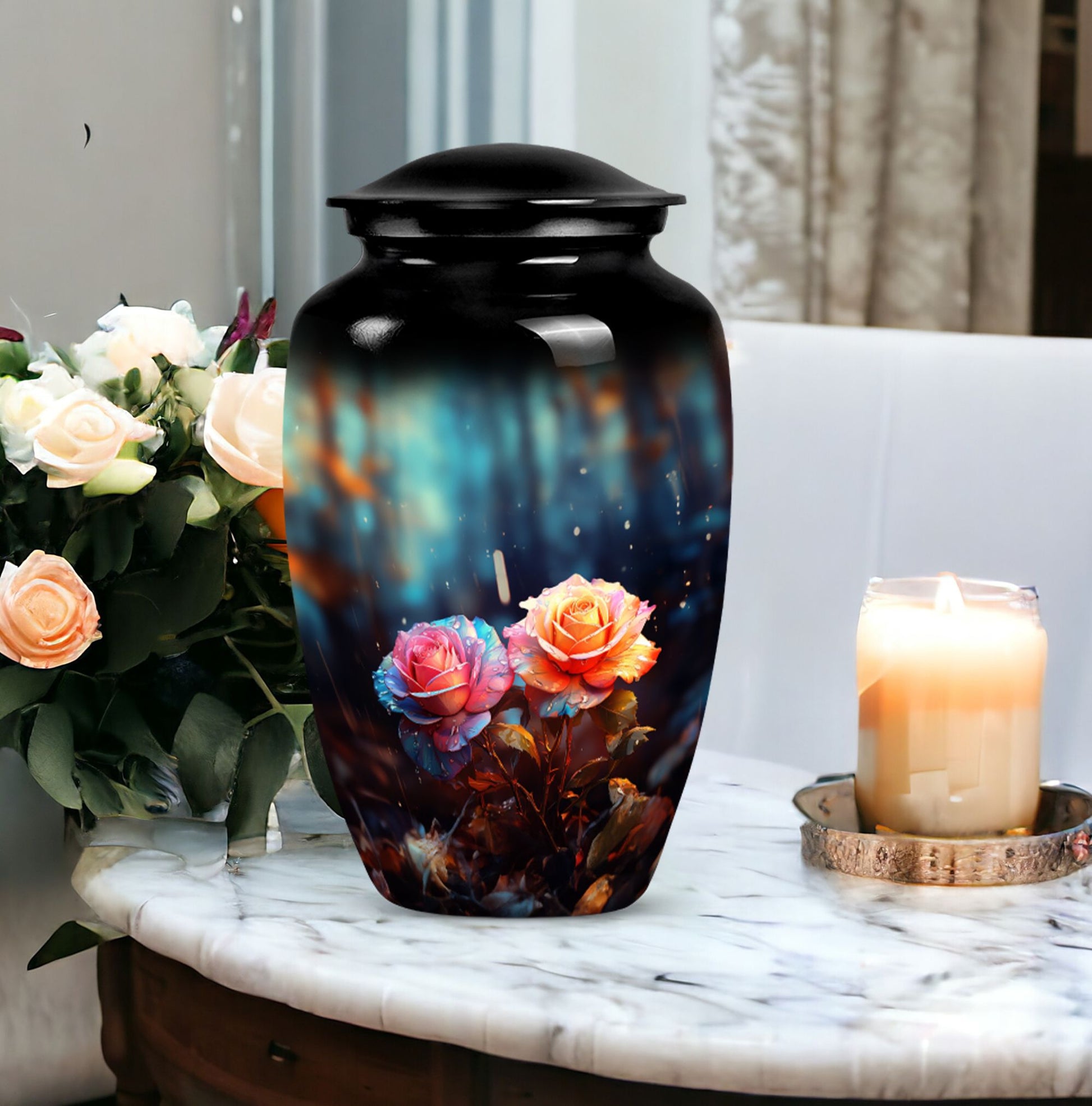 Handmade Rose Cremation Container For Human Remains