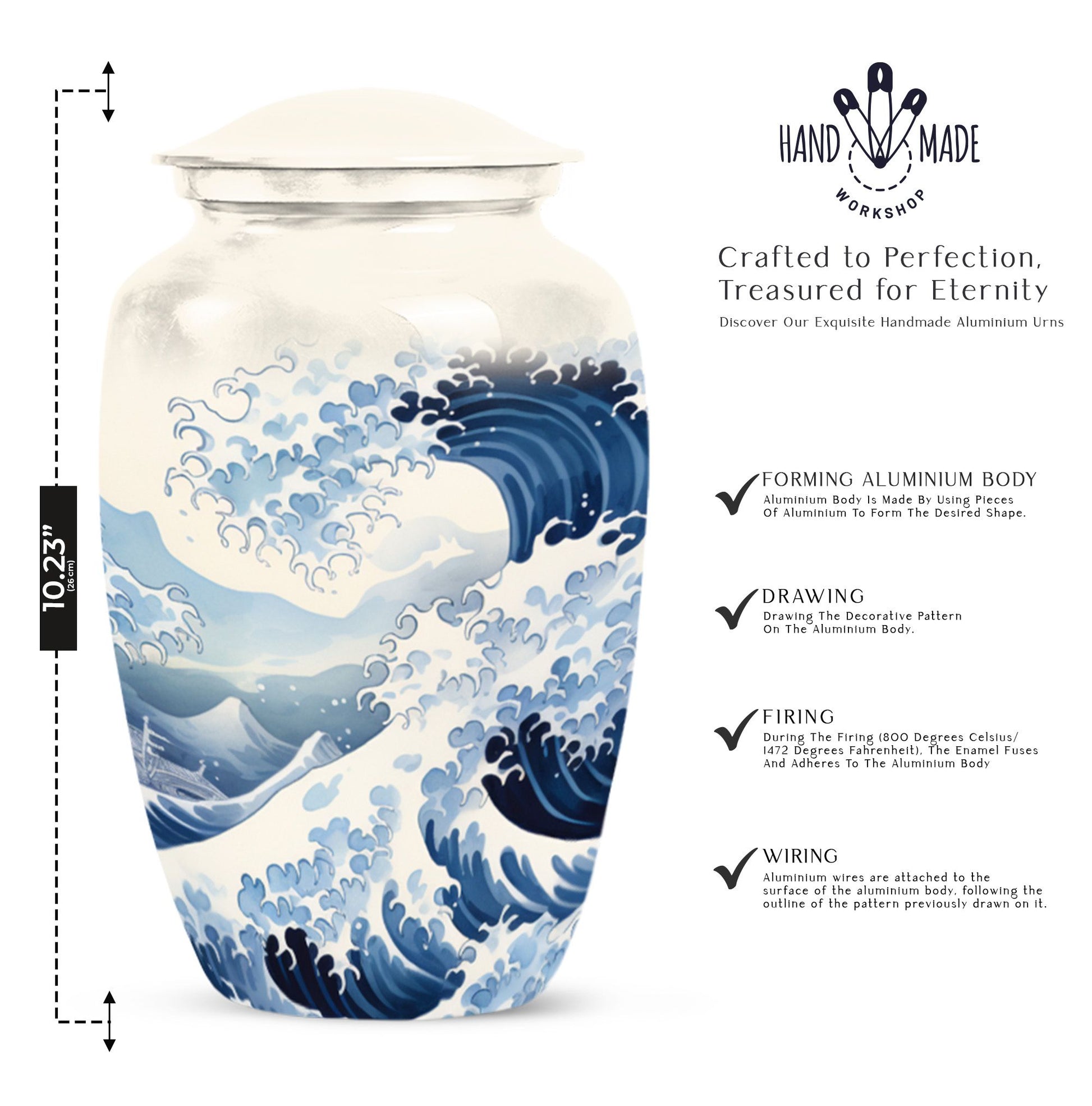 Ocean Wave Cremation Urn For Adult Human Ashes Remains