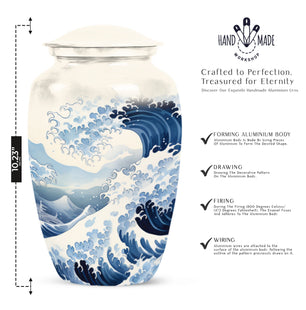 Ocean Wave Cremation Urn For Adult Human Ashes Remains