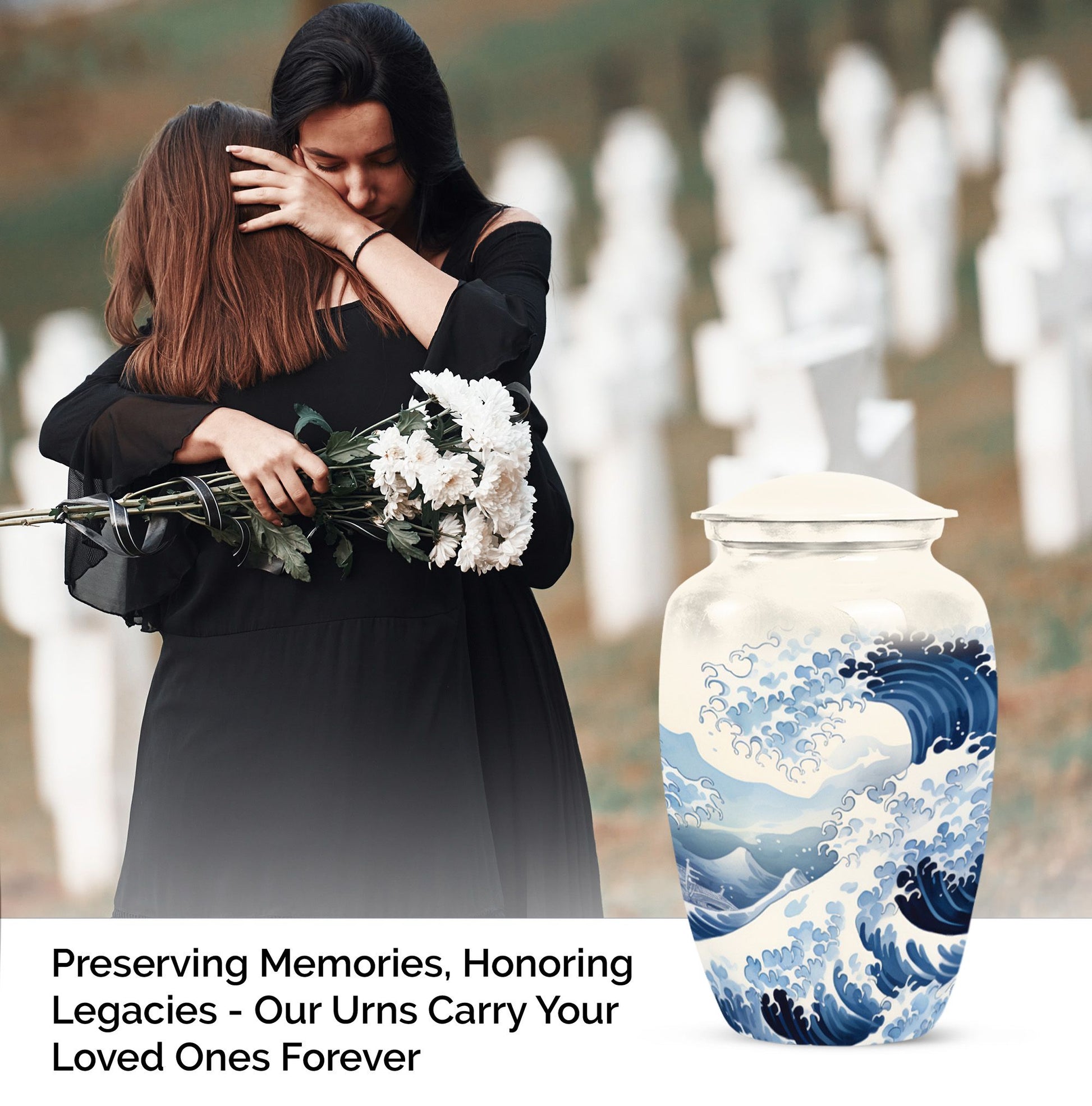 Ocean Wave Cremation Urn For Adult Human Ashes Remains