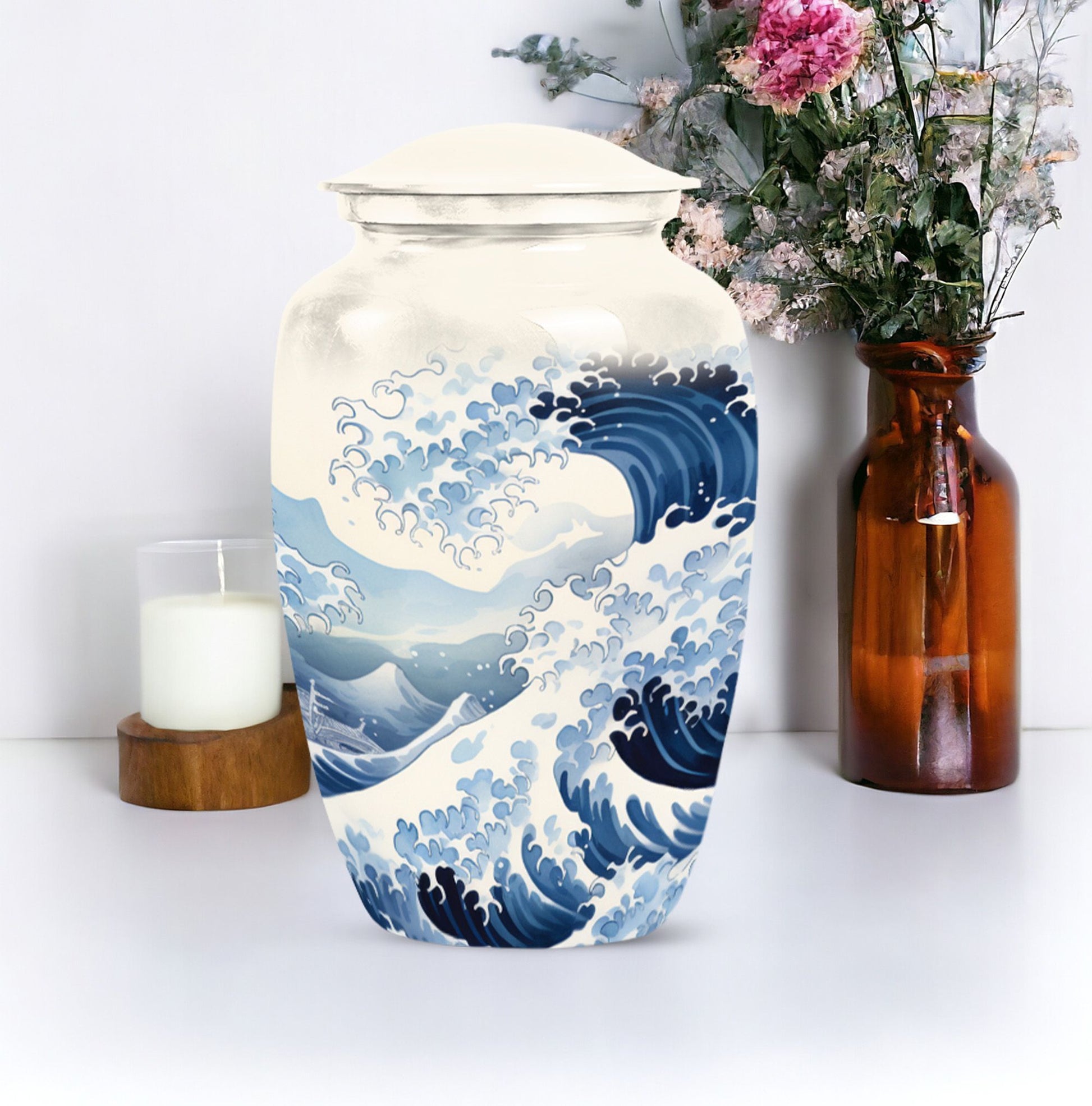 Ocean Wave Cremation Urn For Adult Human Ashes Remains