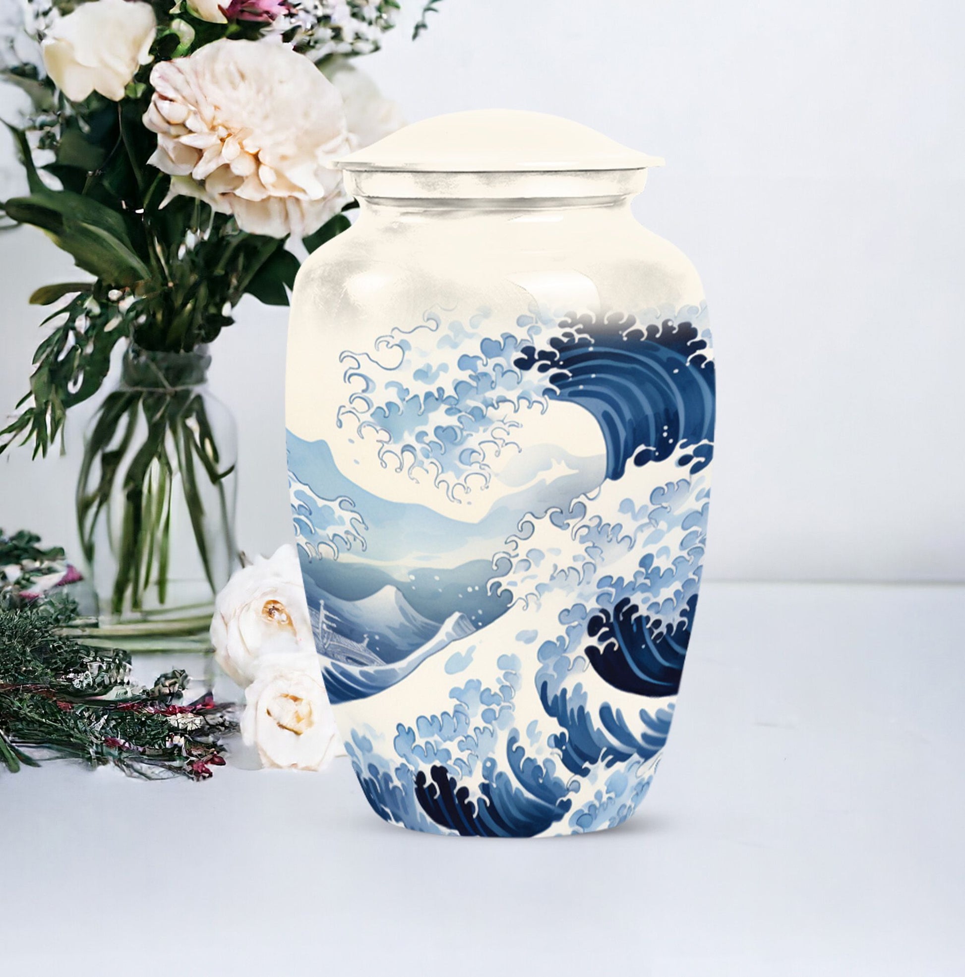 Ocean Wave Cremation Urn For Adult Human Ashes Remains