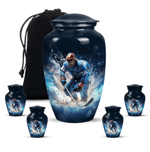 Hockey Player Urn Large & Small Combo