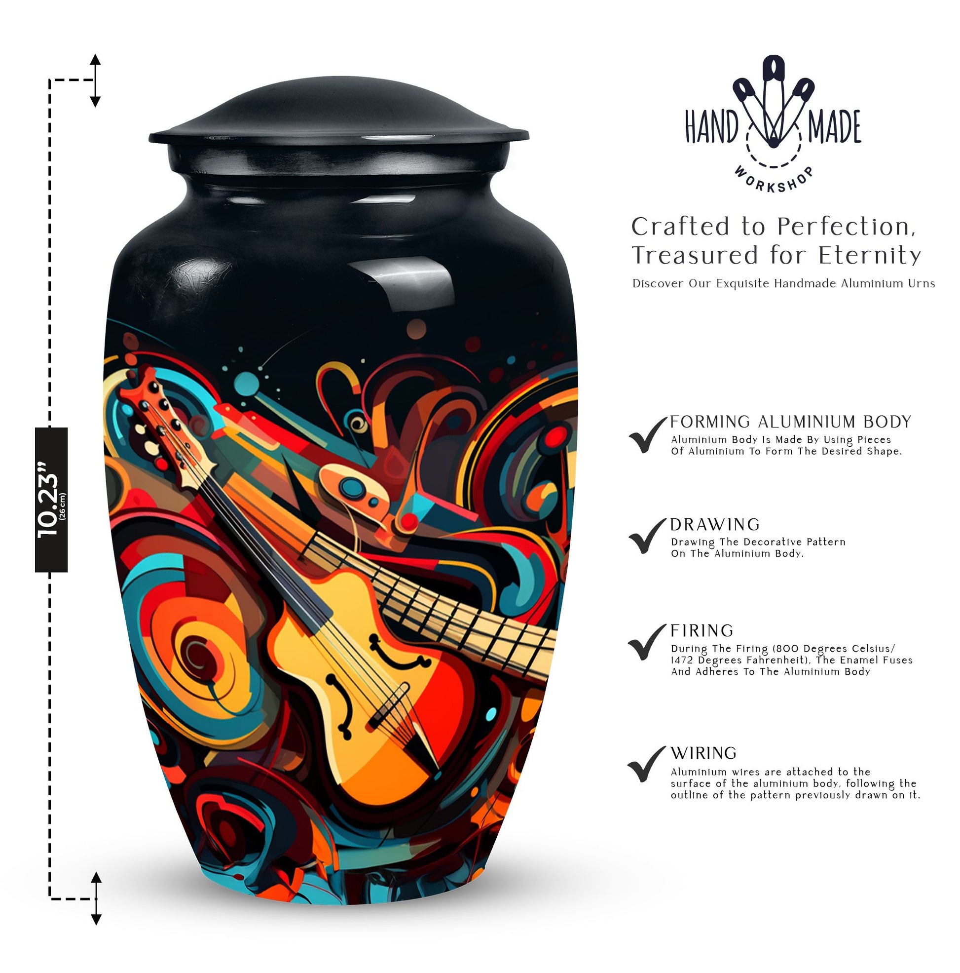 Guitar Cremation Container For Adult Human Ashes