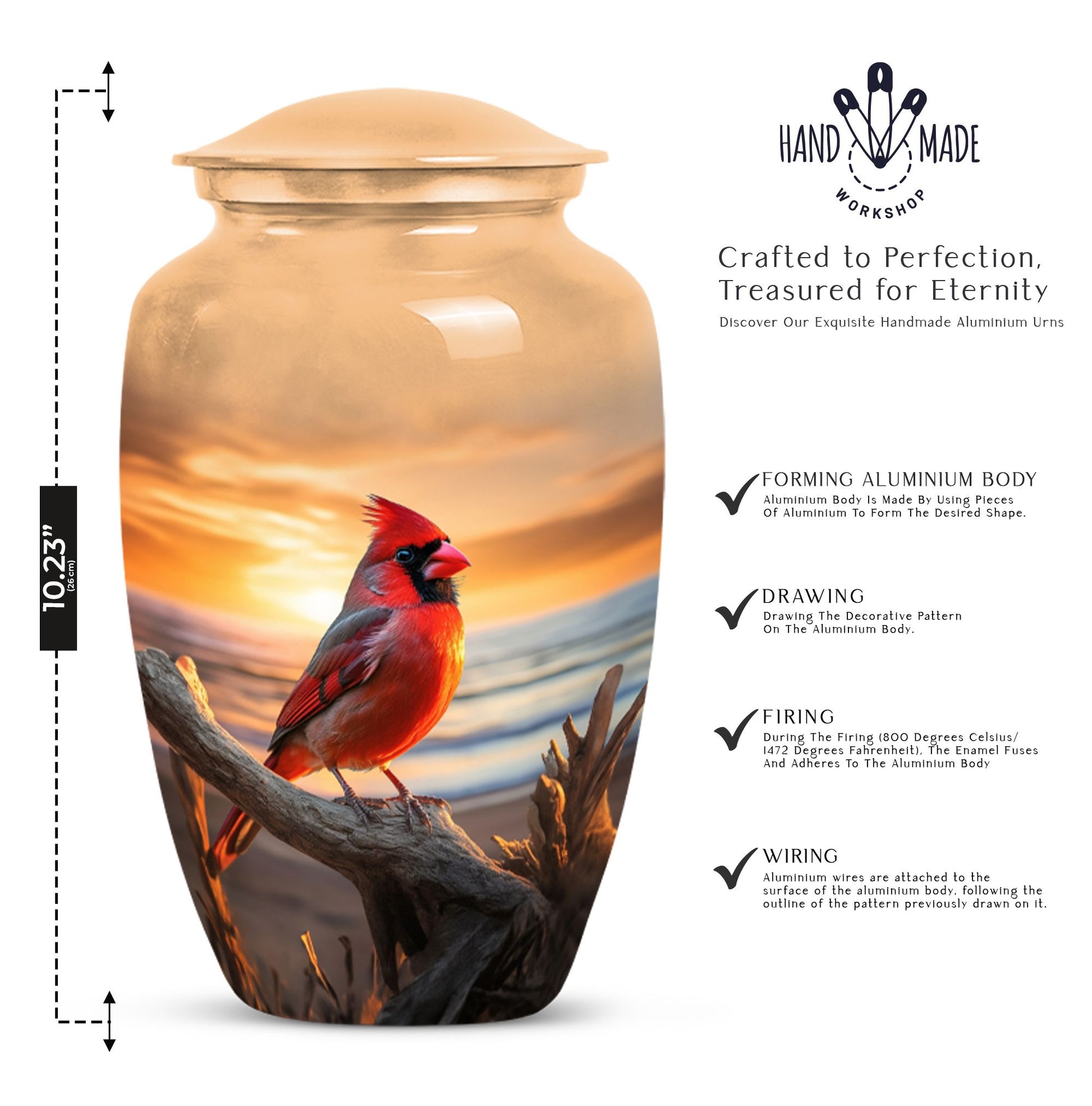 Cardinal Bird Cremation Urn for Adult Ashes