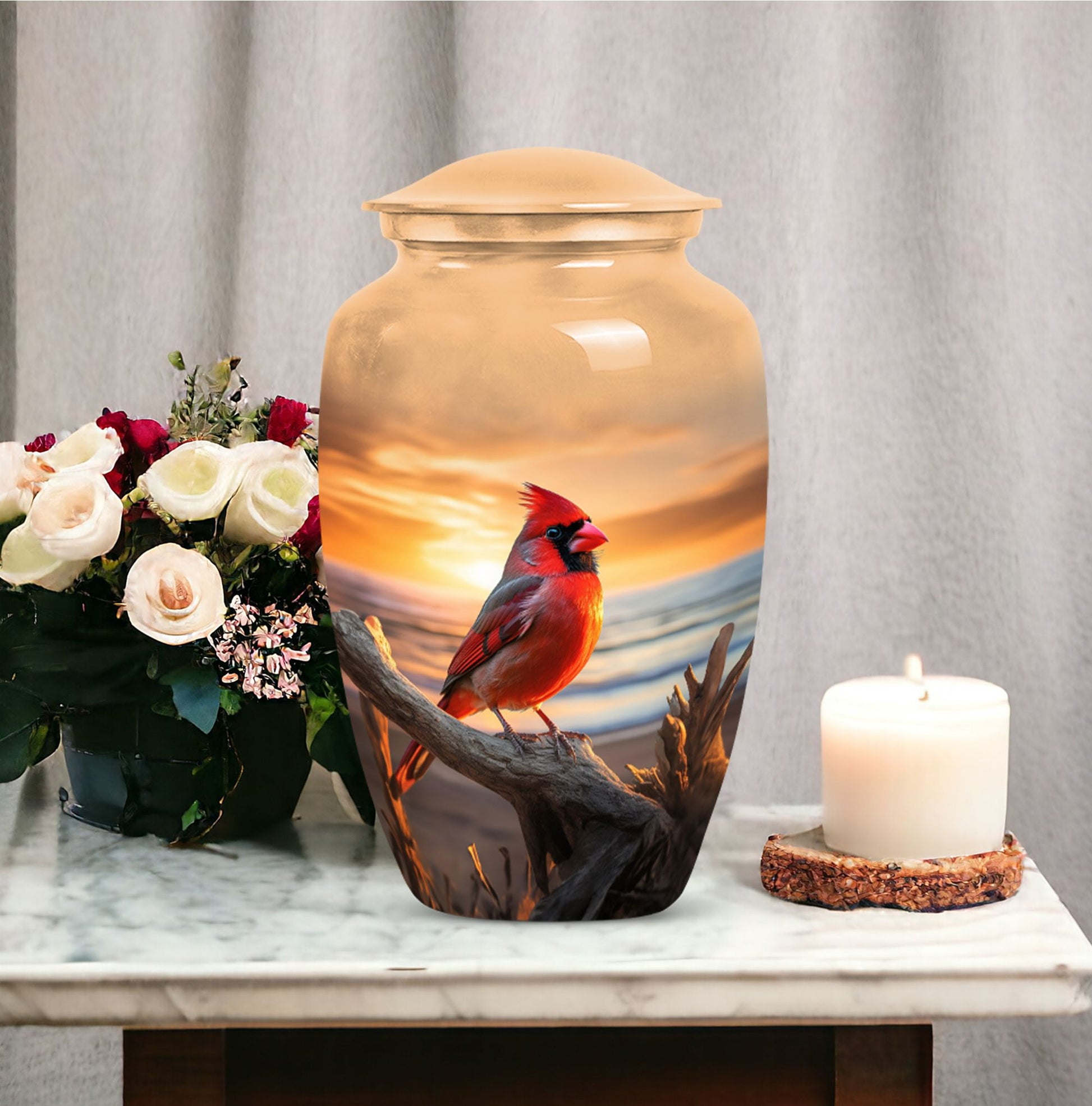 Cardinal Bird Cremation Urn for Adult Ashes