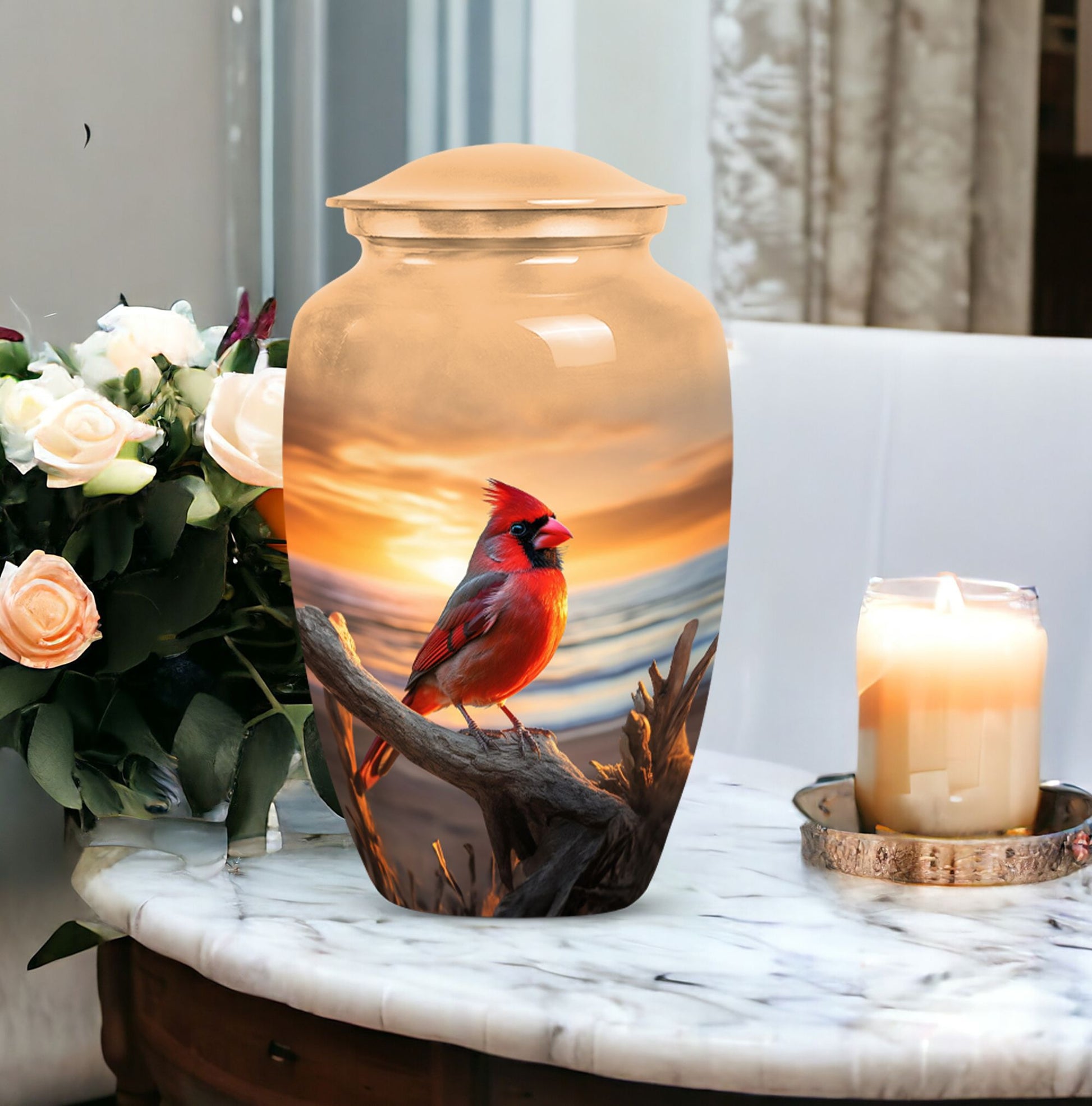 Cardinal Bird Cremation Urn for Adult Ashes