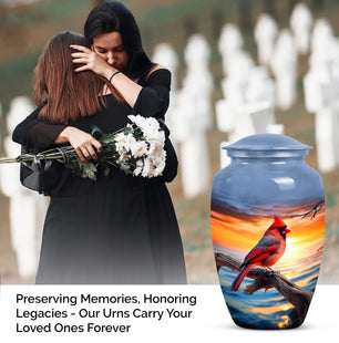 Beautiful Cardinal Bird Memorial Urn for Human Ashes