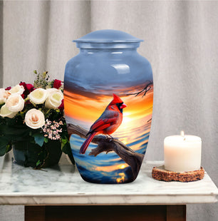 Beautiful Cardinal Bird Memorial Urn for Human Ashes