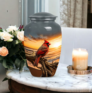 Beautiful Cardinal Bird Memorial Urn for Human Ashes