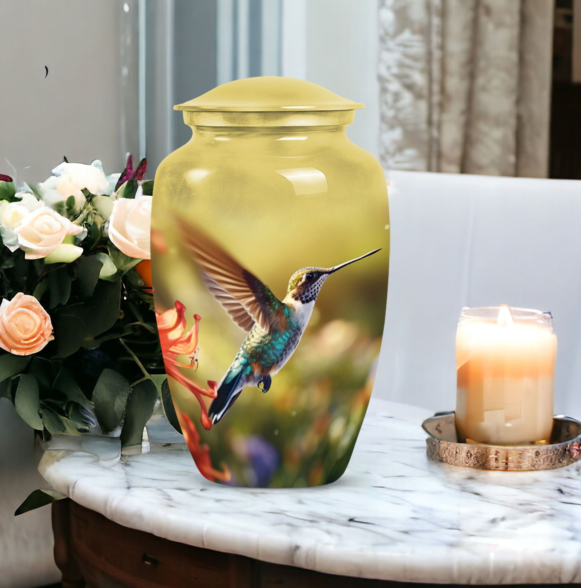 Humming bird Cremation Container for Human Ashes